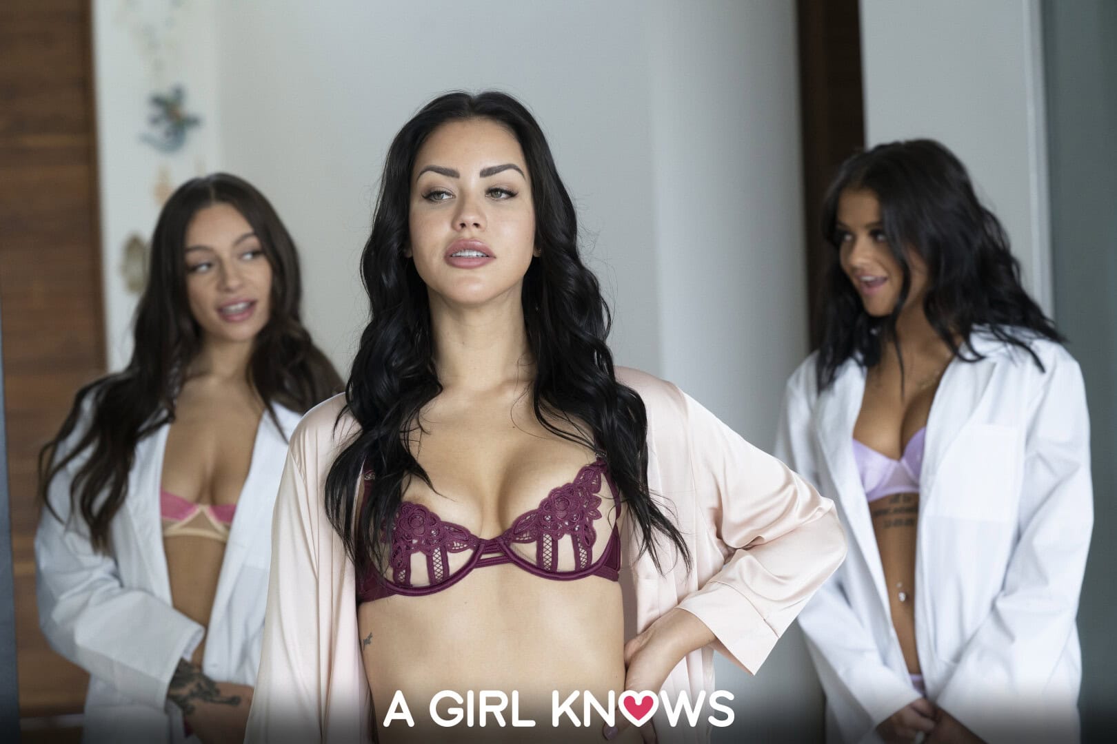 Alina Lopez drops her lingerie gets naked and enjoys threesome with two hot babes