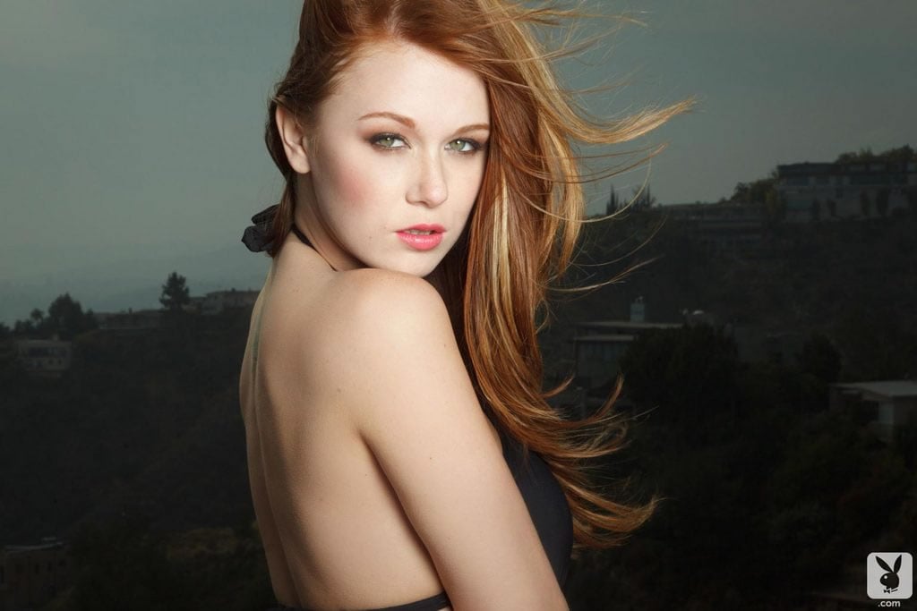 Busty redhead babe Leanna Decker with two hot tattoos