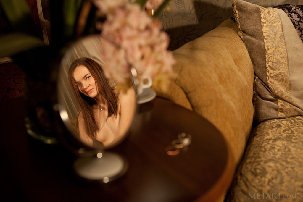 Shaya - Adorable hairy beauty using a mirror to look at herself