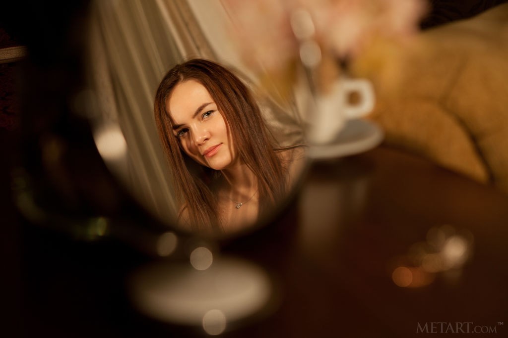 Shaya - Adorable hairy beauty using a mirror to look at herself