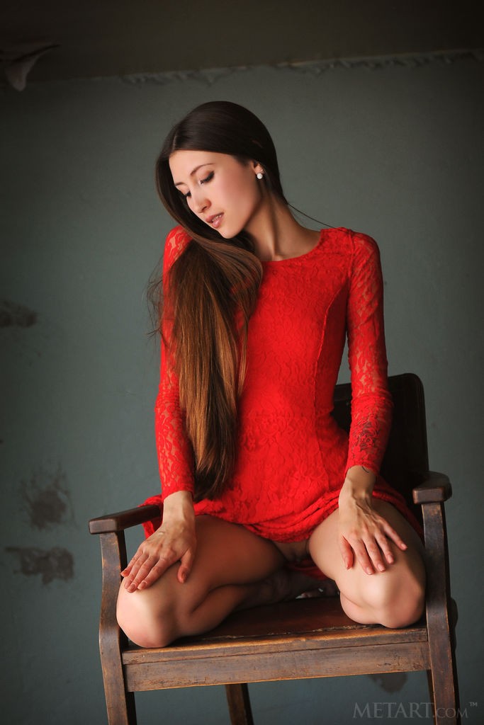 Saju A - Her red dress comes off to show off her tight body