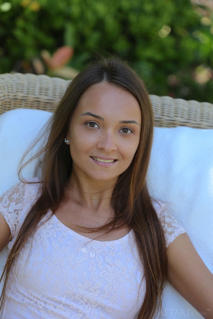 Veronika Benet - Working on her tan in the privacy of her garden