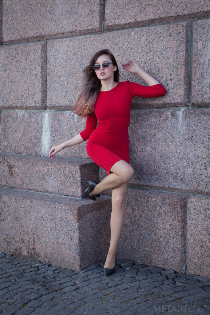 Ulia - Stockings and hairy pussy on this all natural teen babe