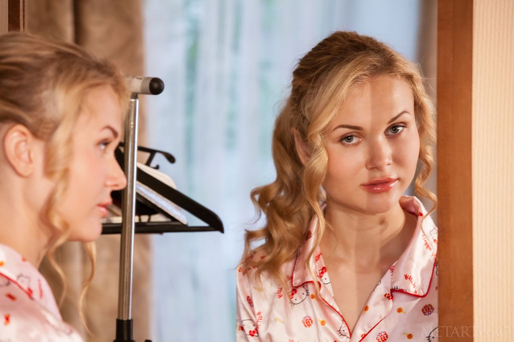 Caroline Abel - Silk pajamas are too much clothing for this hot blonde