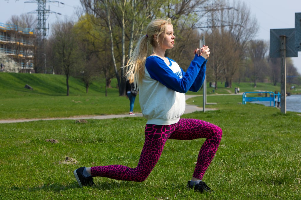 Margot Reese - Sporty blonde barely legal babe doing yoga exercises naked