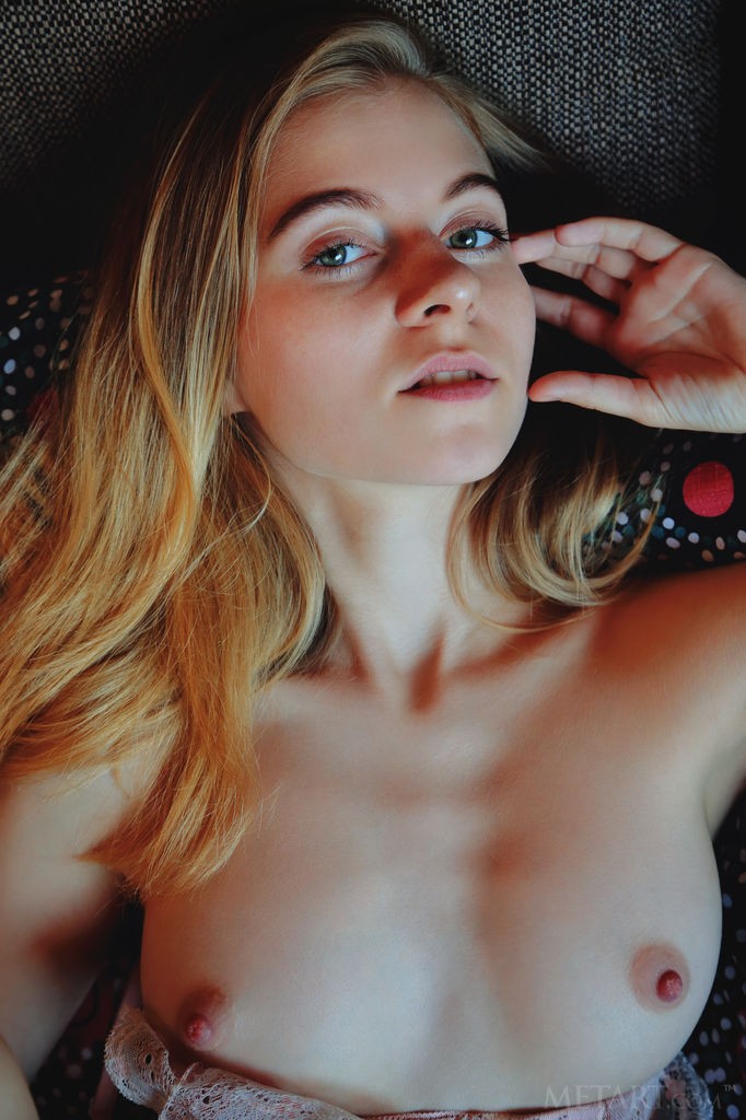Shayla - Subtle blonde babe touches herself wearing silky underwear