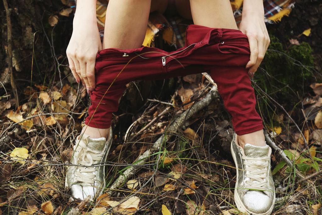 Kira - Tight raven haired teen going for a naked walk in the woods