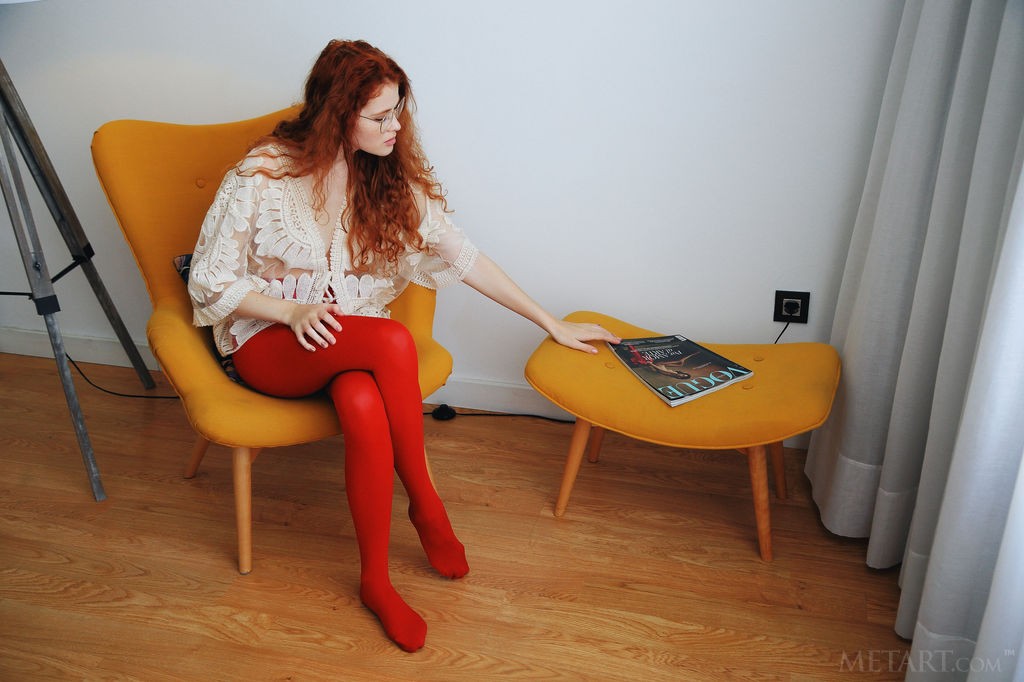 Adel C - Fiery redhead looking fine spreading while naked