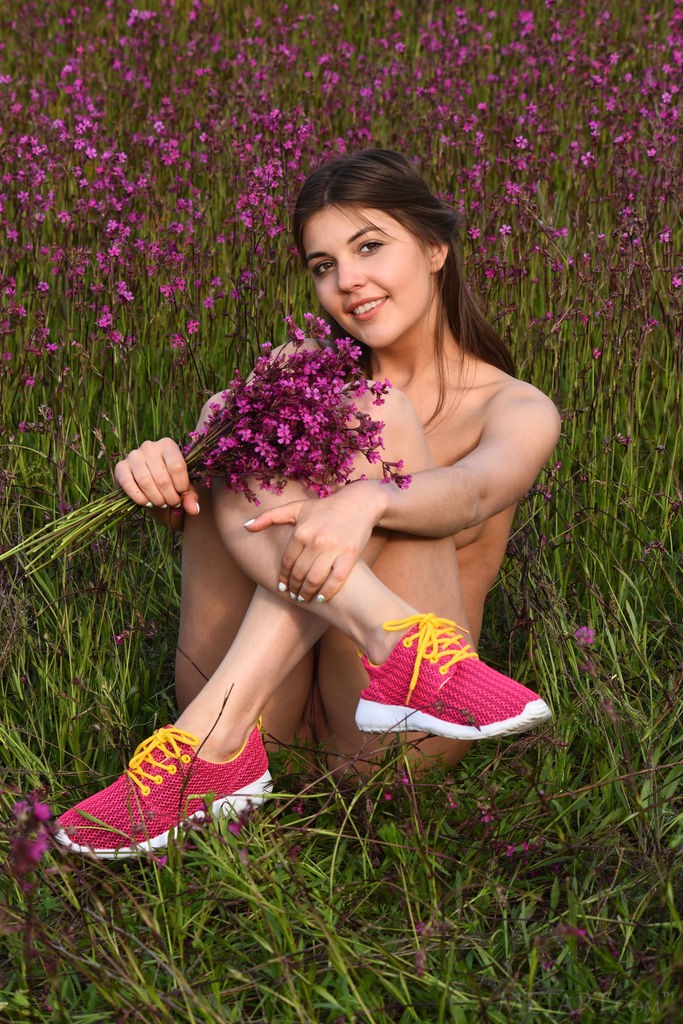 Monika Dee - Brunette takes off clothes in the field