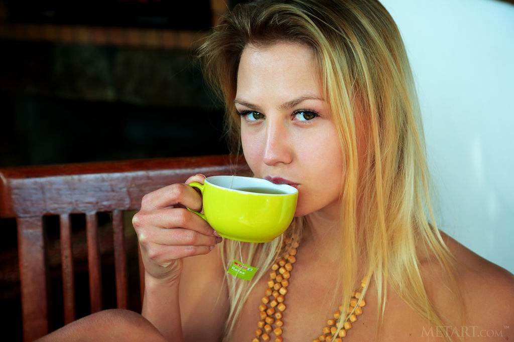 Mya - Hot blonde starts her morning with naked tea
