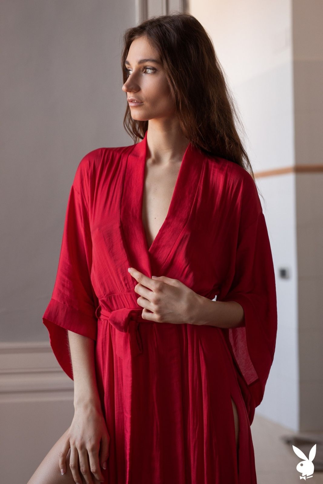 Ilvy Kokomo takes of the red bathrobe revealing her sensual figure